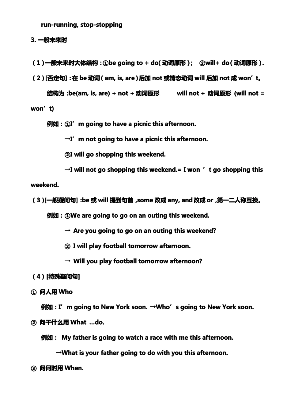 小学六年级英语语法四大时态句式转换_第3页