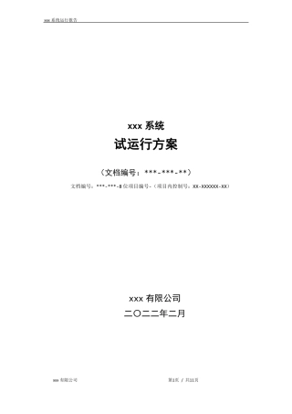 系统试运行方案