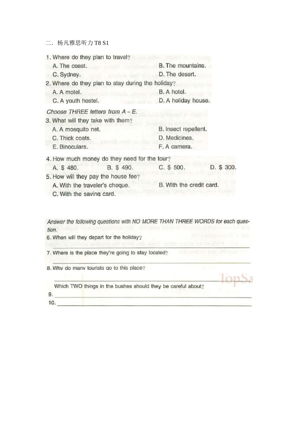 杨凡雅思听力两次课之一 简答题 学生材料_第2页