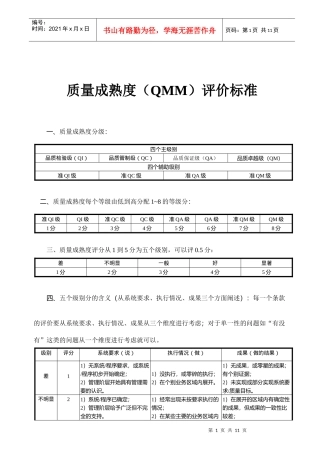 质量成熟度评价标准