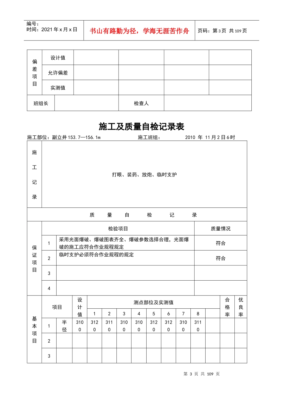 11月份副立井施工及质量自检记录表_第3页