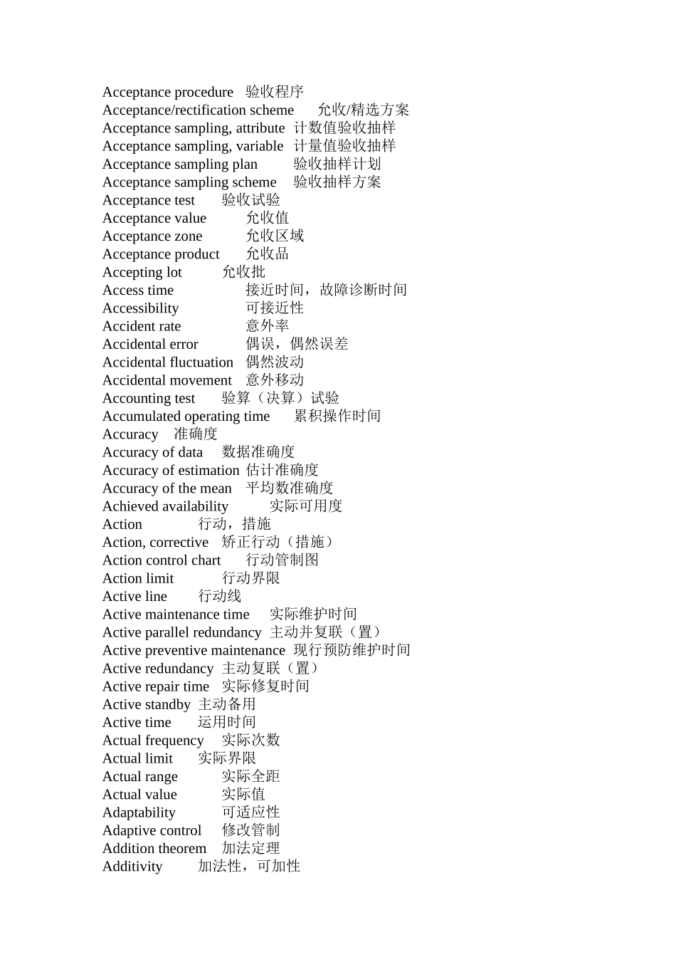 质量英语词汇大全（中英對照）_第2页