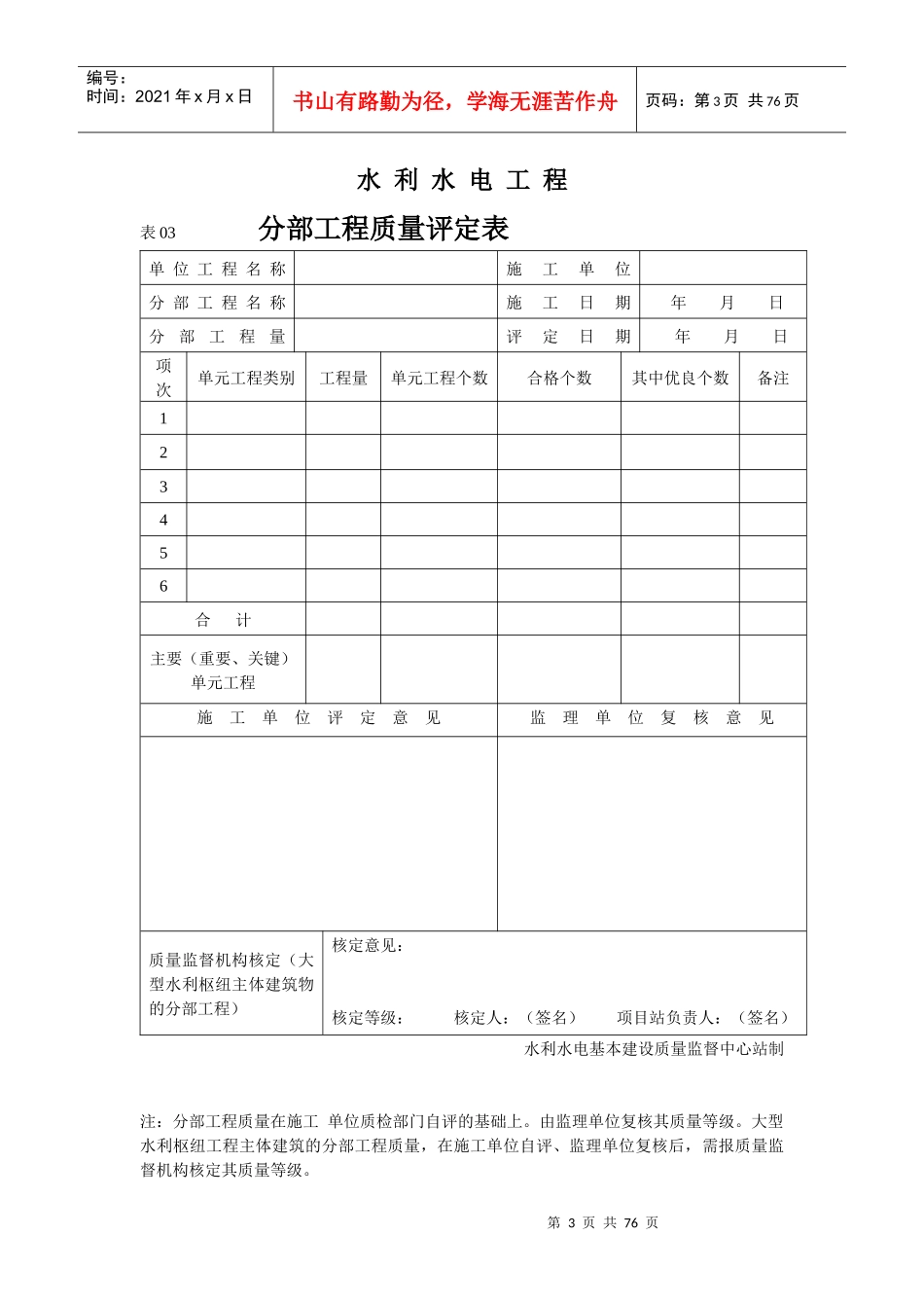 0水利水电工程质量评定表_第3页