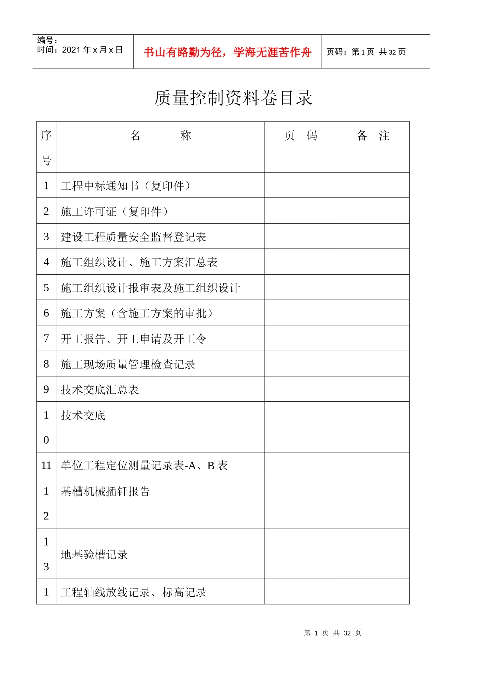 质量控制资料卷目录万灵_第1页