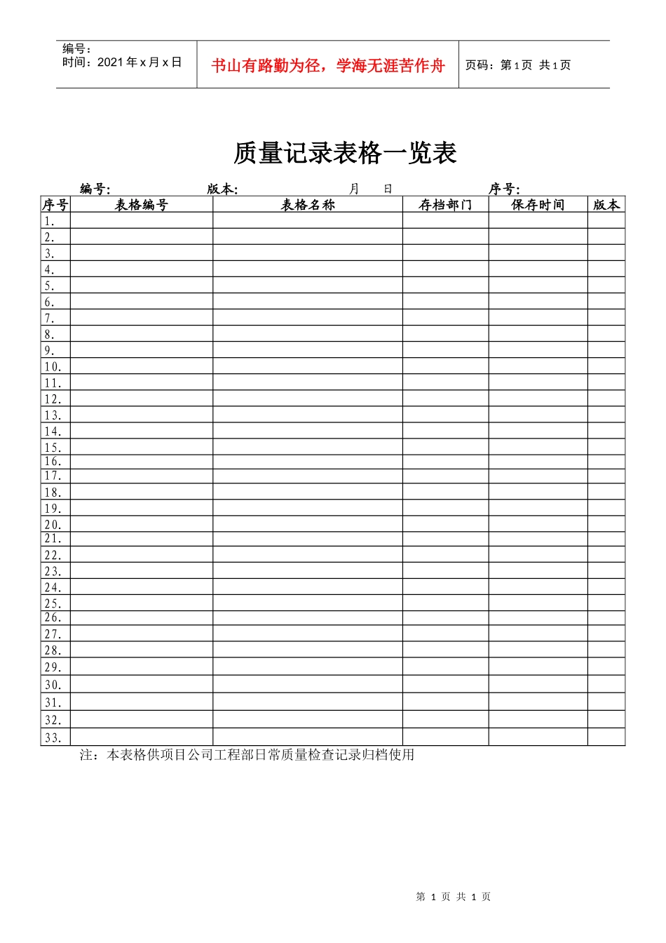VT-GC-QR032质量记录表格一览表_第1页