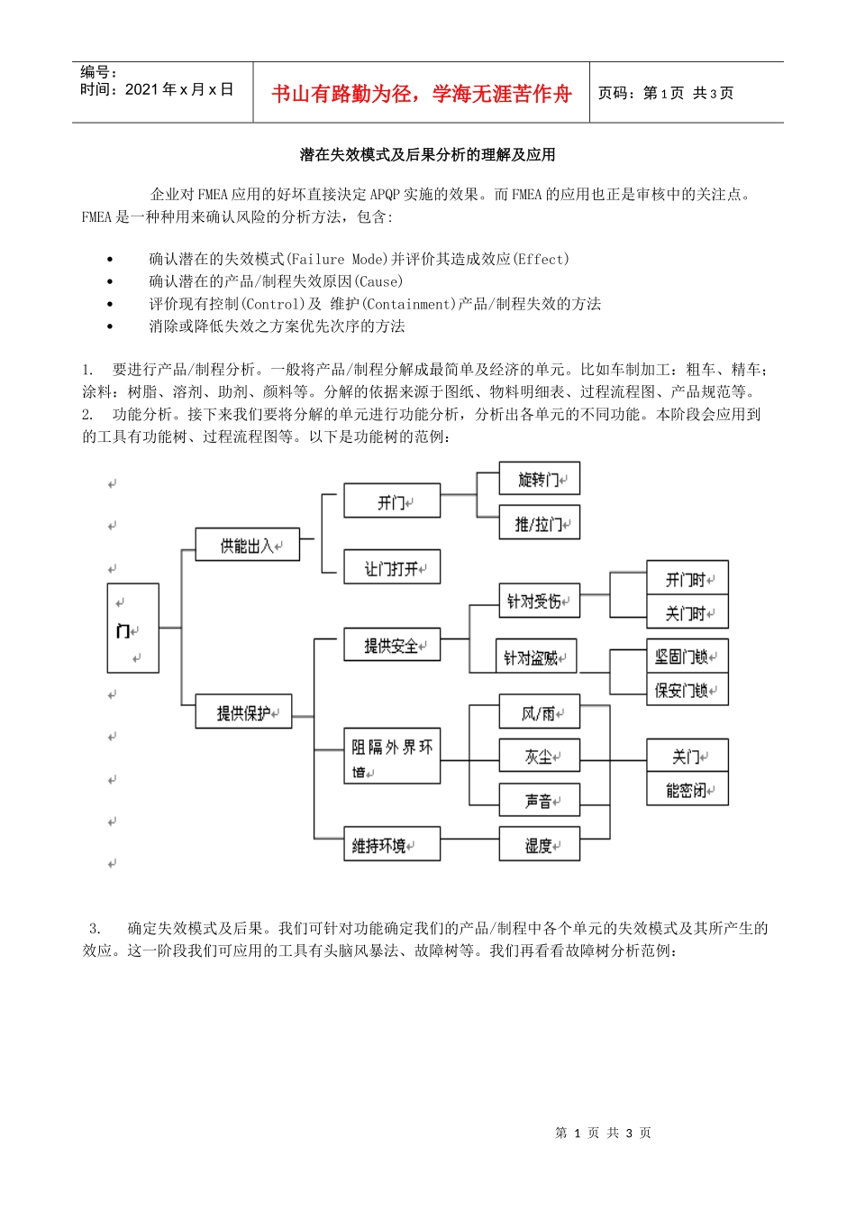 潜在失效模式及后果分析的理解及应用_第1页
