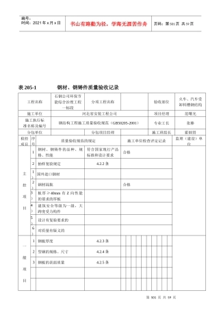 河北省工程建设标准质量验收记录表