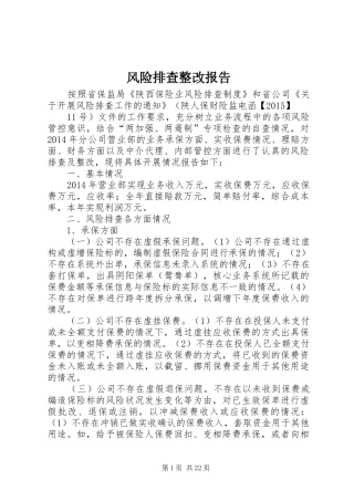 风险排查整改报告