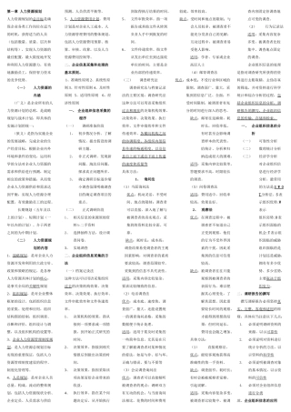 人力资源管理师(四级)复习重点__背过肯定通过