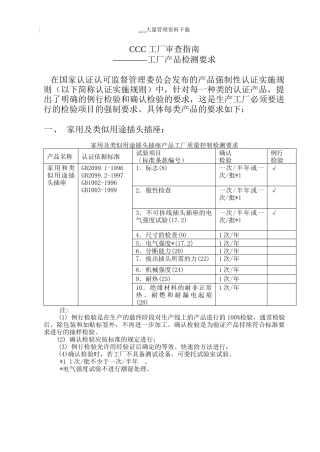 某工厂产品质量审查检测要求