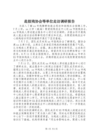 赴肢残协会等单位走访调研报告