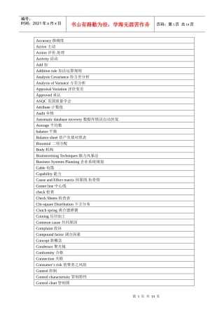 品质管理英文名词