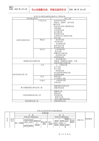 水轮机安装质量评定标准SL636-XXXX