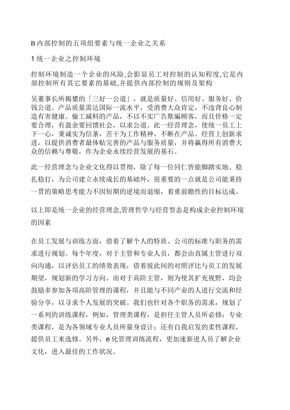 统一企业内部控制评估分析报告( 9页)_第3页