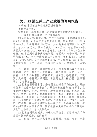 关于XX县区第三产业发展的调研报告