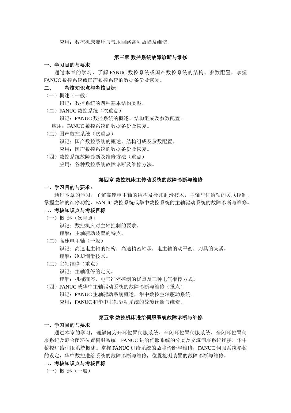 天津2012年自考“数控机床故障诊断与维护”课程考试大纲_第3页