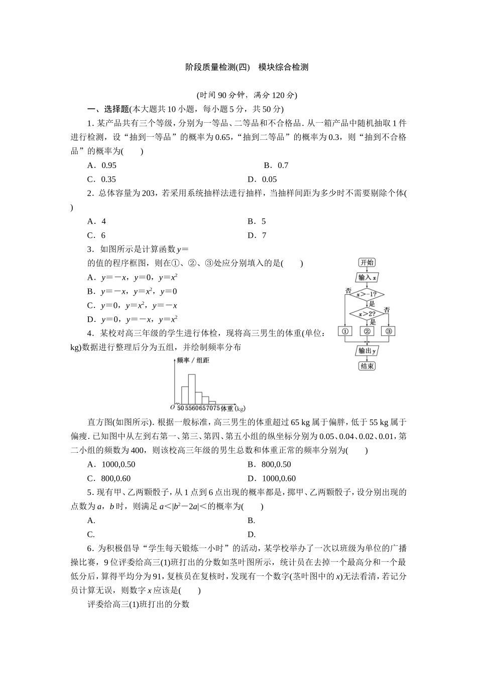 阶段质量检测(四)　模块综合检测_第1页