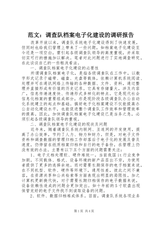 范文：调查队档案电子化建设的调研报告
