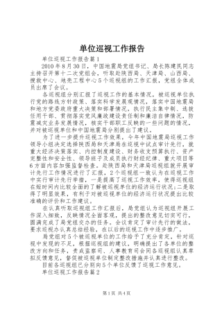 单位巡视工作报告