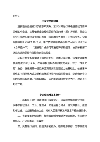 小企业贷款种类