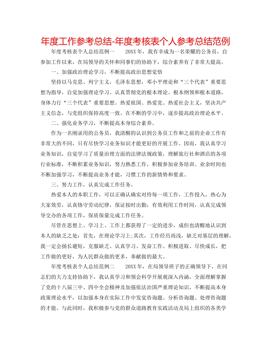 2021年度工作参考总结年度考核表个人参考总结范例2_第1页