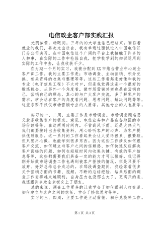 电信政企客户部实践汇报