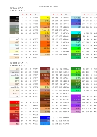 常用颜色的RGB值