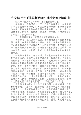 公安局“公正执法树形象”集中教育活动汇报