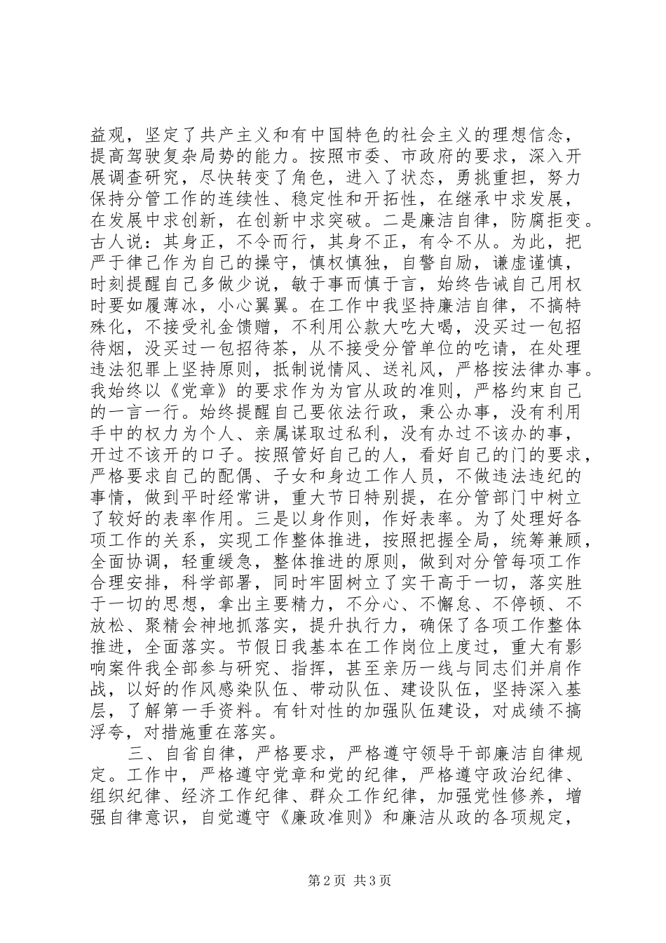 副市长、公安局长廉洁从政自查自纠报告_第2页