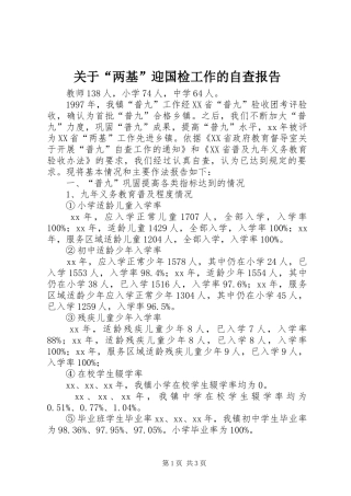 关于“两基”迎国检工作的自查报告