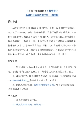盲孩子和他的影子教学设计