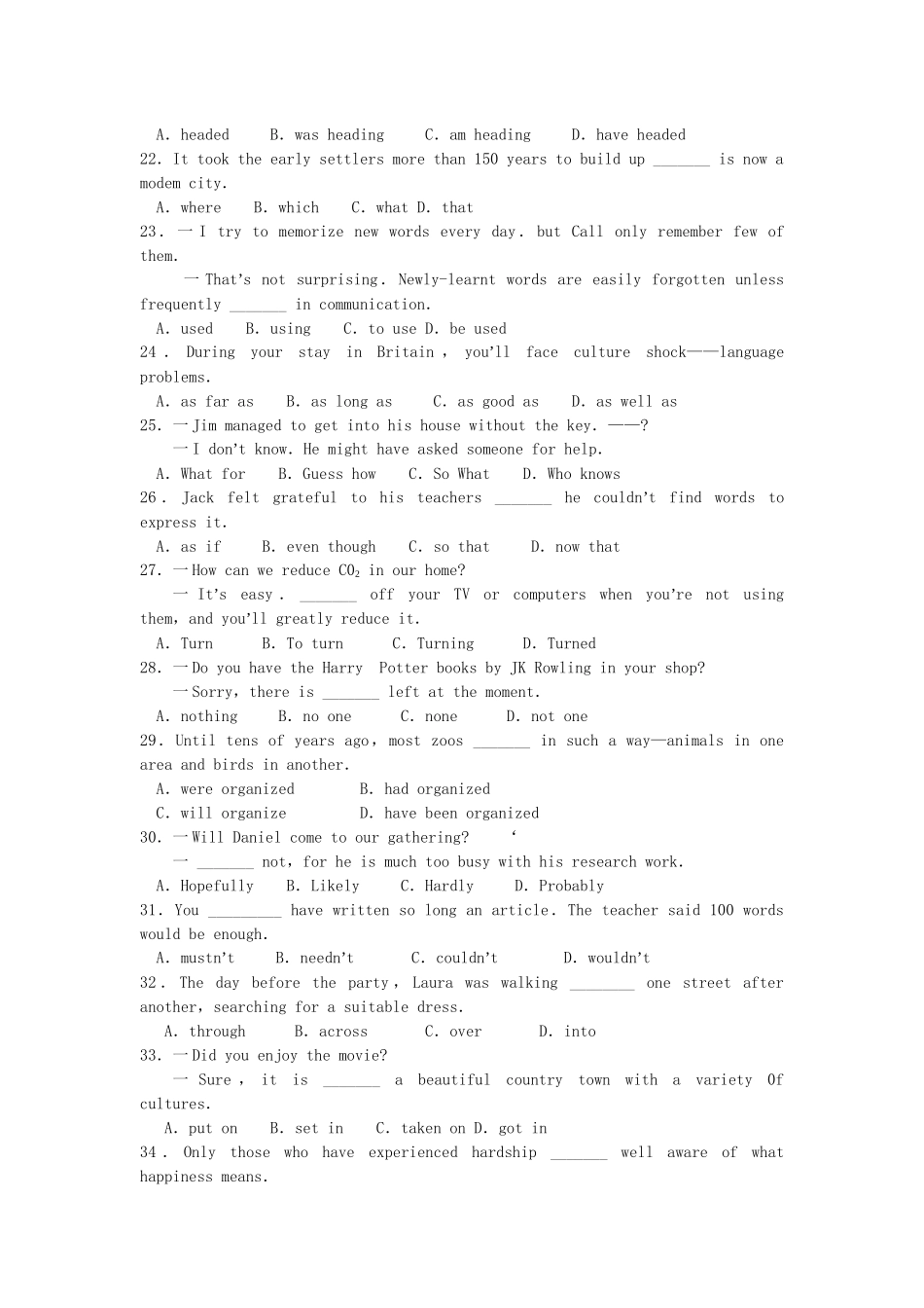 高中毕业班英语质量检查试题_第3页