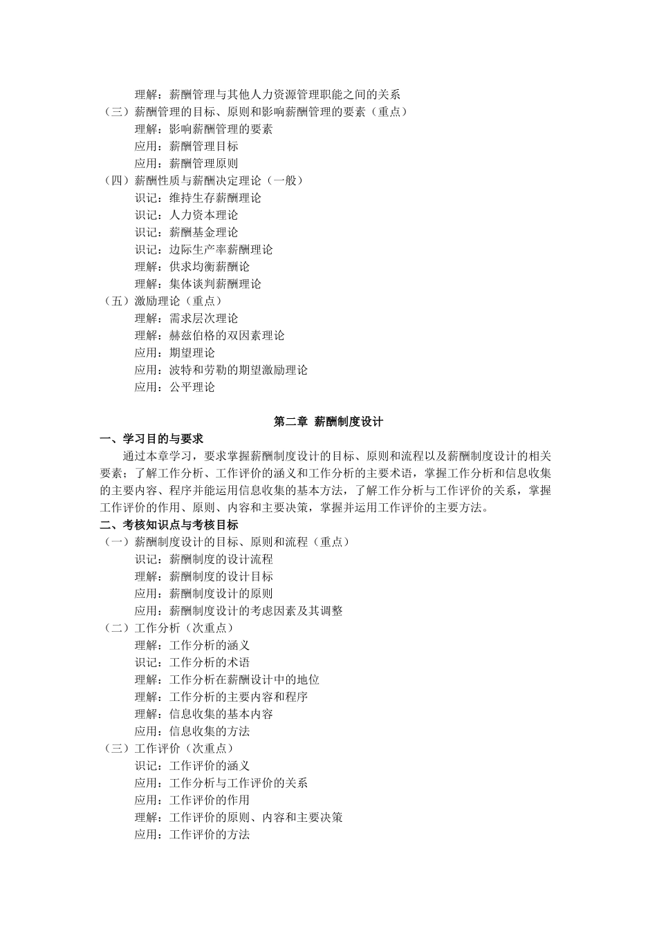 天津2012年自考“薪酬管理”课程考试大纲_第2页