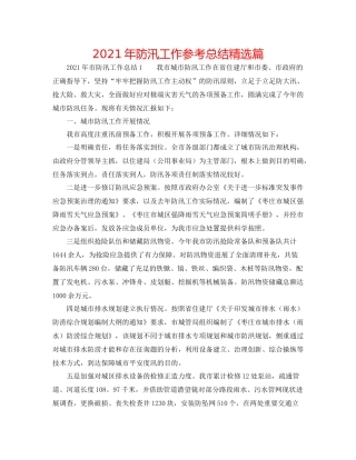 2021年防汛工作参考总结精选篇