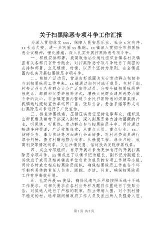 关于扫黑除恶专项斗争工作汇报