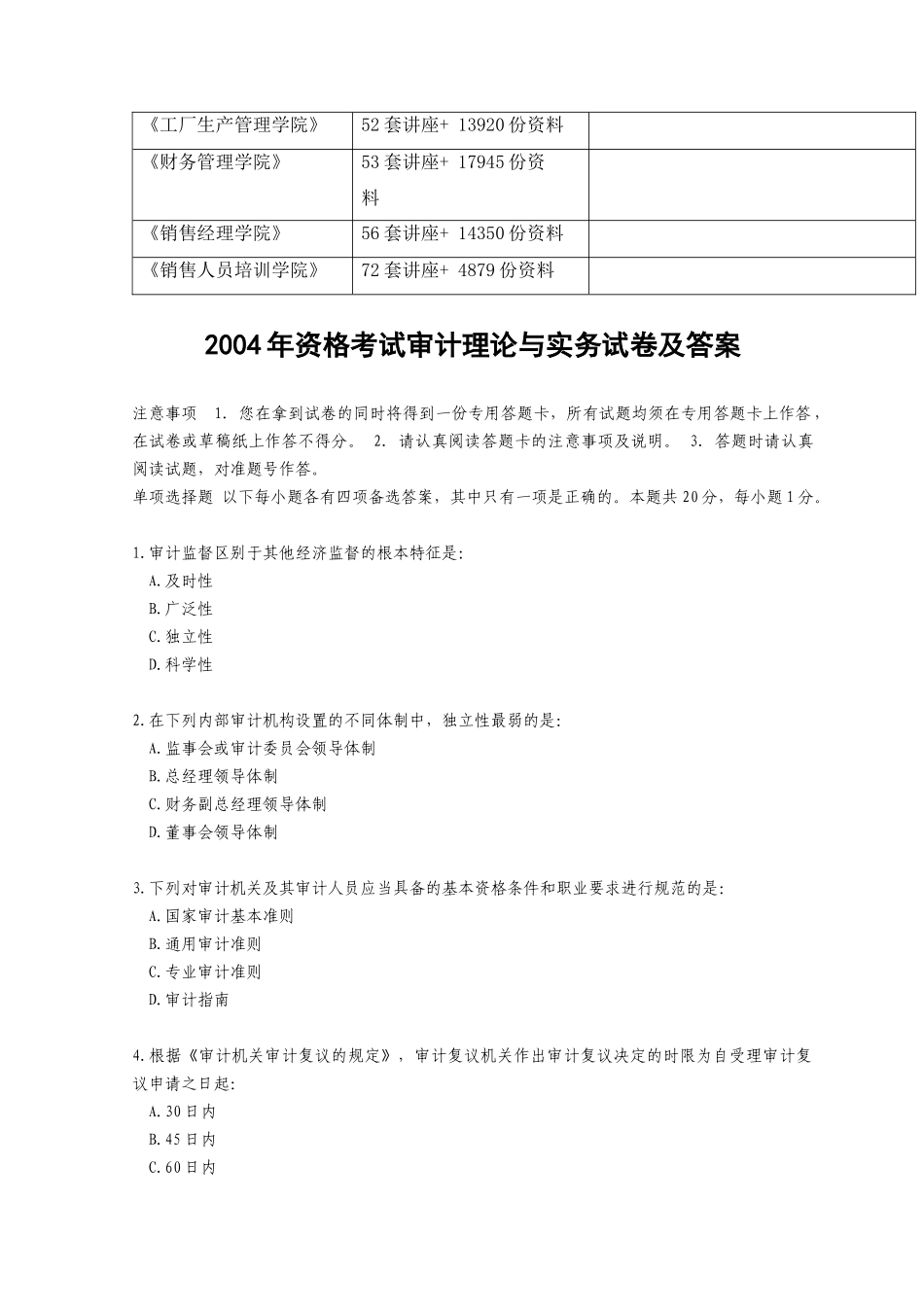 审计理论与实务考试试卷及答案_第2页