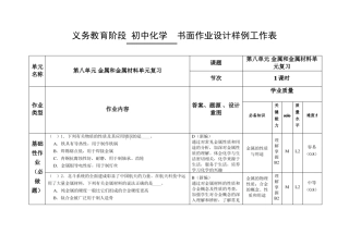 人教版九年级化学下册双减分层作业设计样例案例金属和金属材料复习作业