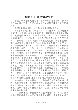 底层组织建设情况报告