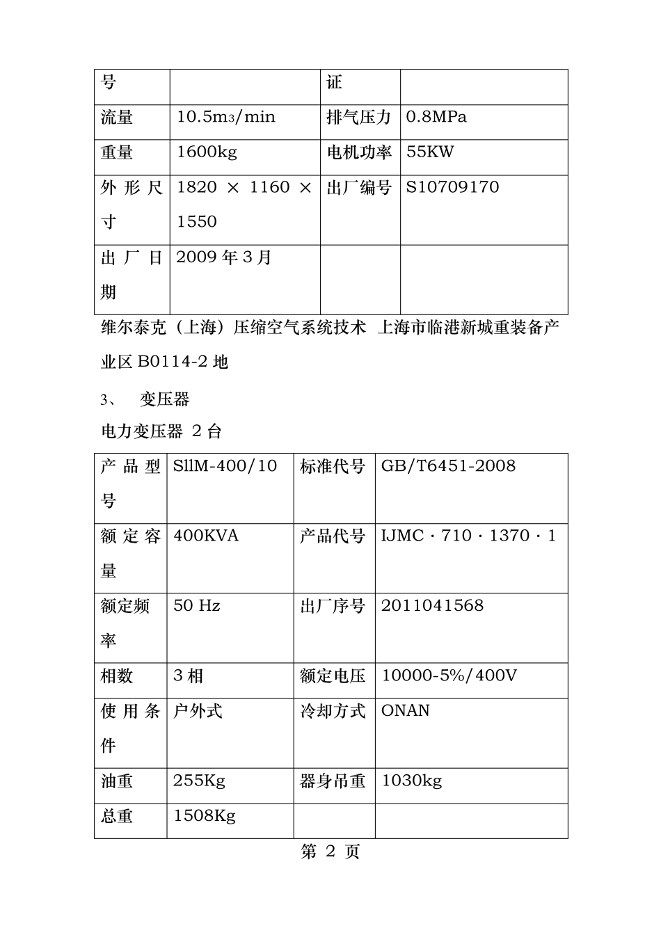 煤矿主要机电设备及详细参数清单_第2页