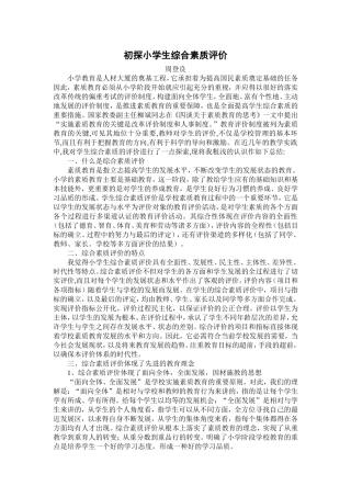 初探小学生综合素质评价