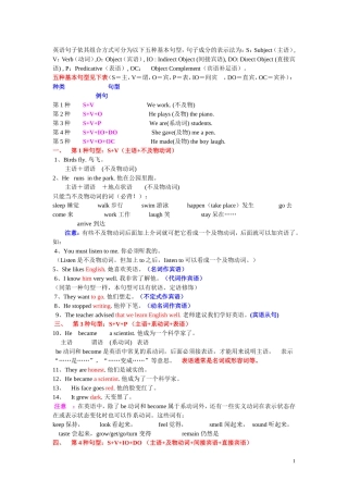 英语五种基本句型（适合基础差的学生）