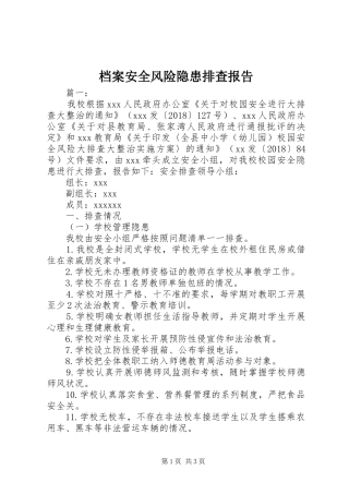 档案安全风险隐患排查报告