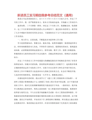 新进员工实习期自我参考总结范文（通用）