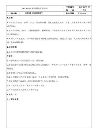 应急准备与响应控制程序