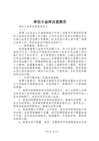 单位小金库自查报告