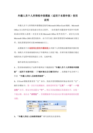 外籍人员个人所得税申报模板使用说明