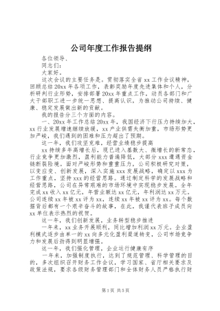 公司年度工作报告提纲