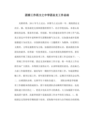 团委工作范文团总支工作总结