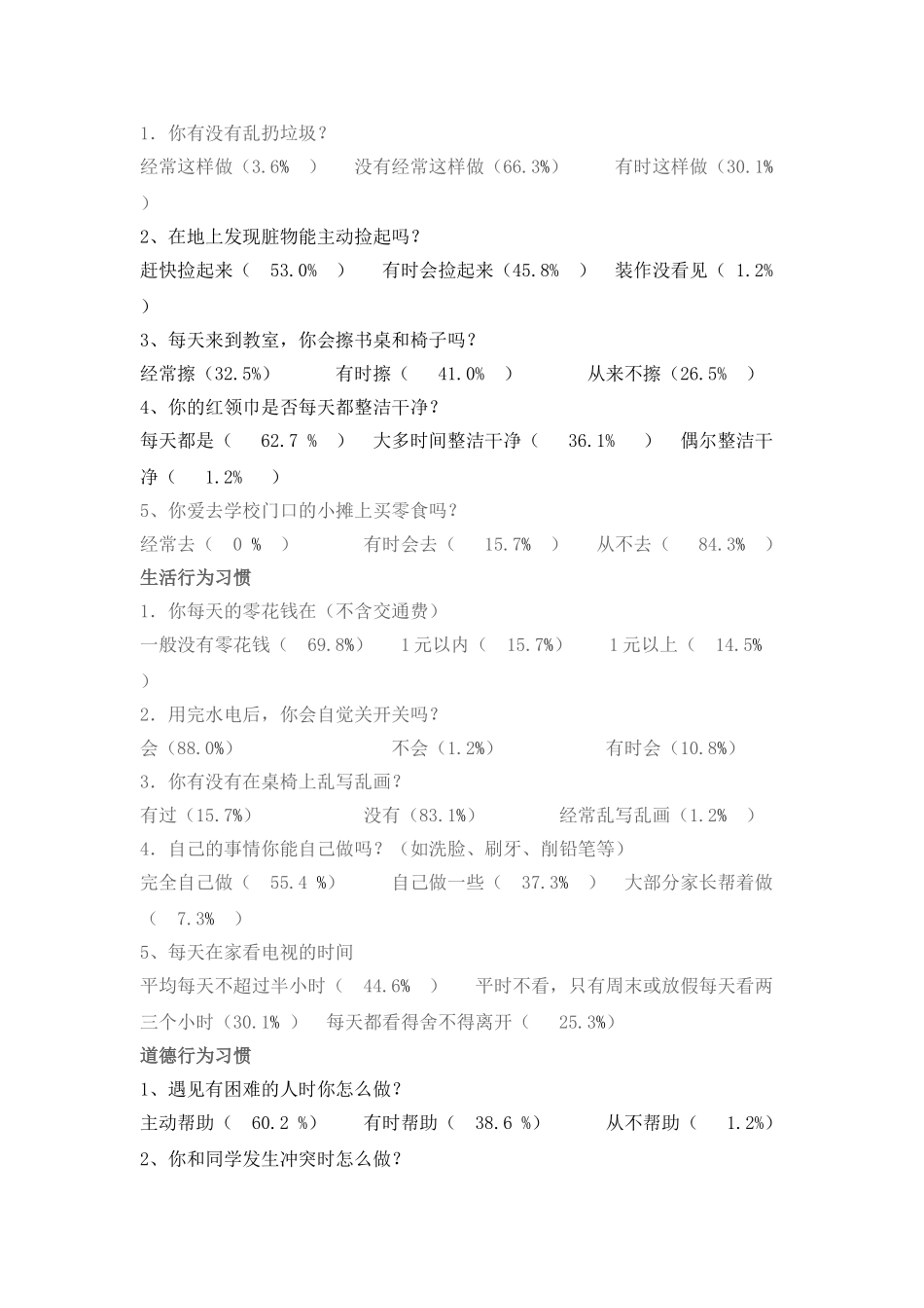 小学生行为习惯现状调查研究报告_第2页