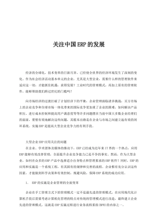 关注中国ERP的发展